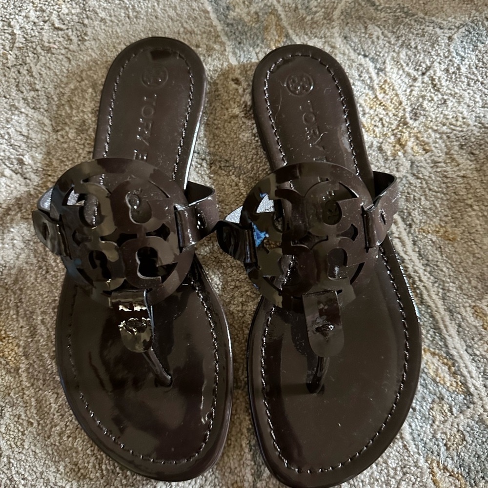 Tory Burch Miller Sandal- Brown Patent Leather